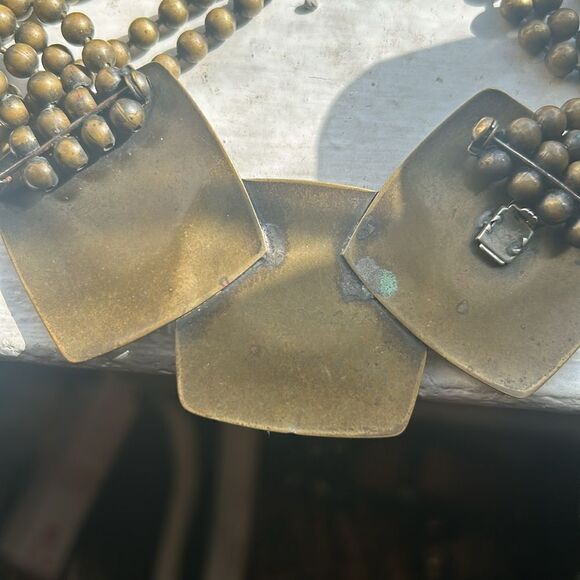 Modern Brass and Lapis Stone Necklace - Picture 4 of 4